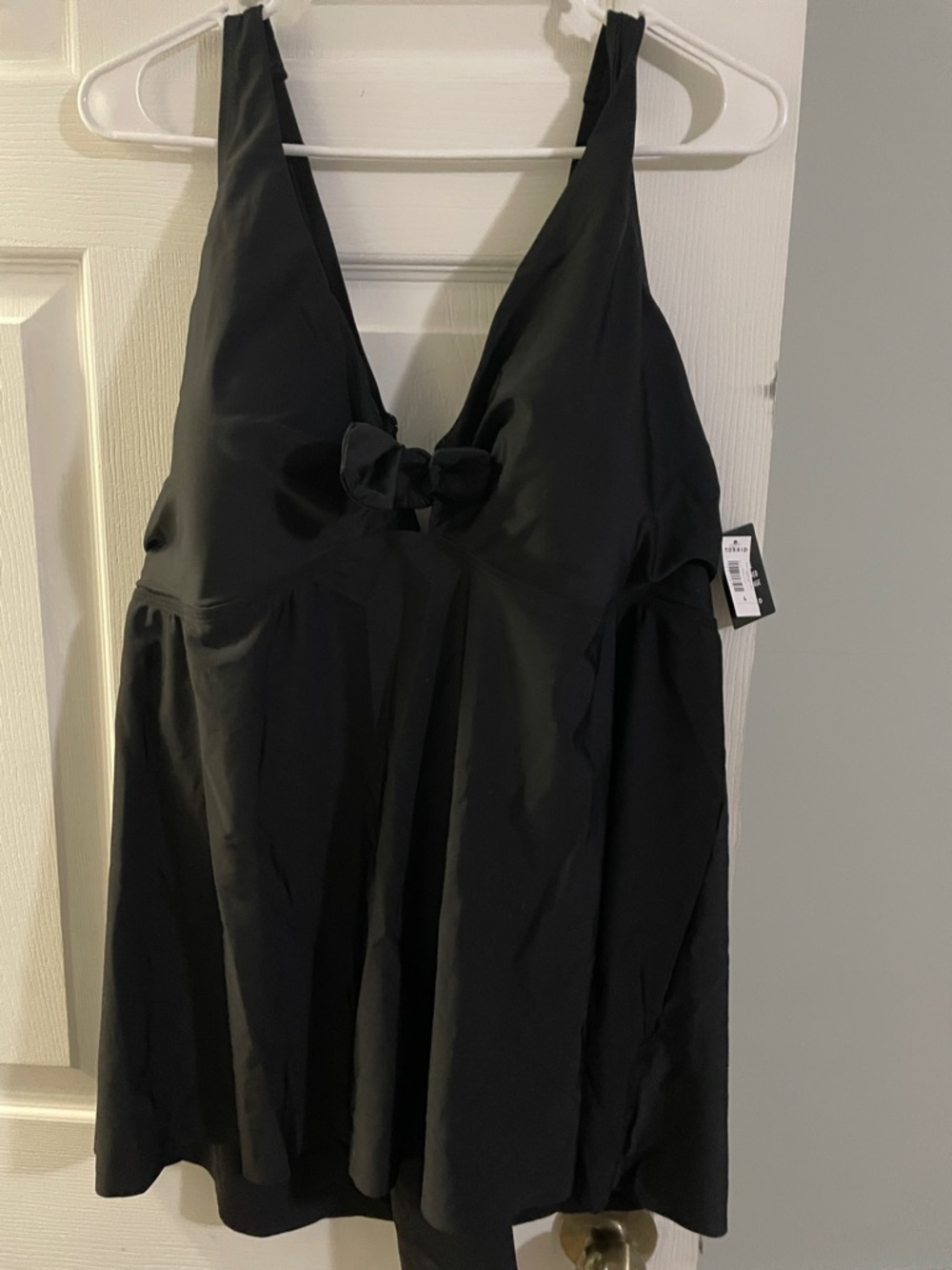 torrid Black Swim Tankini Top with Front Bow